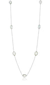 Long Seven Stone River Rock Necklace Green Amethyst