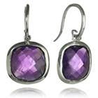 Framed Rounded Square Classic Earrings Amethyst