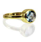 Gold Plated Oval Stackable Jaipuri Circle Ring Blue Topaz