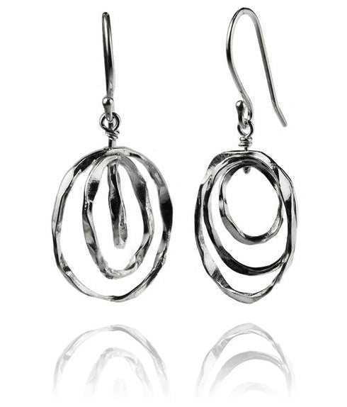 Thin Battered Concentric Earrings