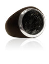 Mexican Art Deco Ebony Cocktail Ring Black Rutile Quartz 8