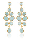Gold Plated Budding Branch Earrings Aqua Chalcedony