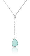 River Rock Y Necklace Aqua Chalcedony