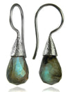 Small Quartz with Brushed Top Earrings Labradorite