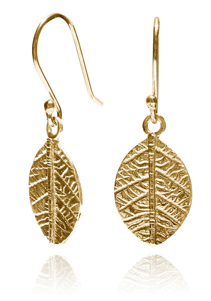 Gold Plated Leaf Dangle Earrings
