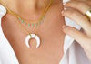 White Double Horn Necklace