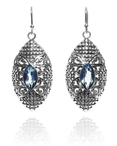 Bali Marquee Earrings - Blue Topaz