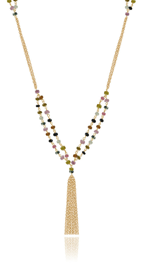 Mixed Tourmaline Tassel Necklace
