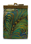 Card Holder Navy/ Gold Peacock with RFID