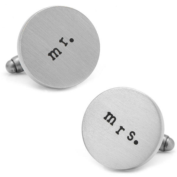 Wedding Series Silver Mr. and Mrs. Cufflinks