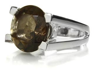 Square Open Sided Cocktail Ring Smokey Quartz