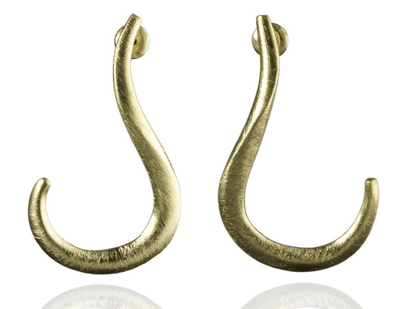 18K Gold Plated Brushed Twisted Swirl Earrings