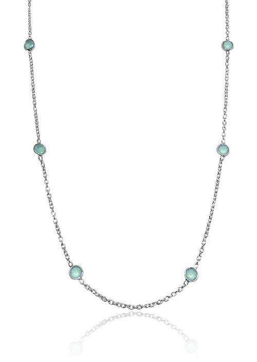 Tiny Kathak 7 Stone Necklace Aqua Chalcedony