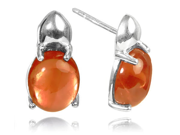 Large Khepri Scarab Beetle Stone Earrings - Carnelian