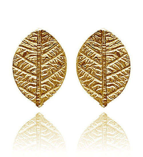 Gold Plated Leaf Stud Earrings
