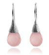 Small Quartz with Brushed Top Earrings Rose Quartz