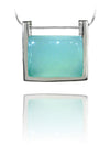 Rectangular Italian Stone Pendant Aqua Chalcedony