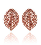 Rose Gold Plated Leaf Stud Earrings