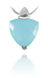 Faceted Triangle Pendant Blue Chalcedony