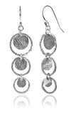 Brushed Three Circle Drop Earrings
