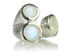 Three Stone Jaipuri Non-Connect Ring White Moonstone