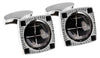 Framed Splnning Globe Cufflinks (Silver / Black Onyx)