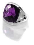 Square Open Sided Cocktail Ring Amethyst