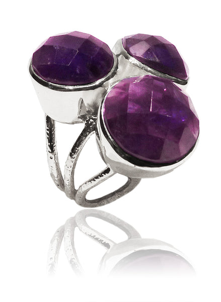 Three Circle Stone Cluster Cocktail Ring