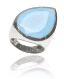 Modern Paisley Cocktail Ring Blue Chalcedony 7