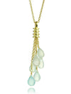 18K Gold Plated Uva Milano Lariat Aqua Chalcedony