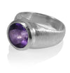 Brushed Aztec Stone Ring Amethyst