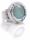 Battered Stone Circle Cocktail Ring Aqua Chalcedony