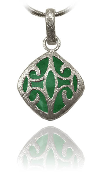 Diagonal Arabesque Pendant Green Onyx