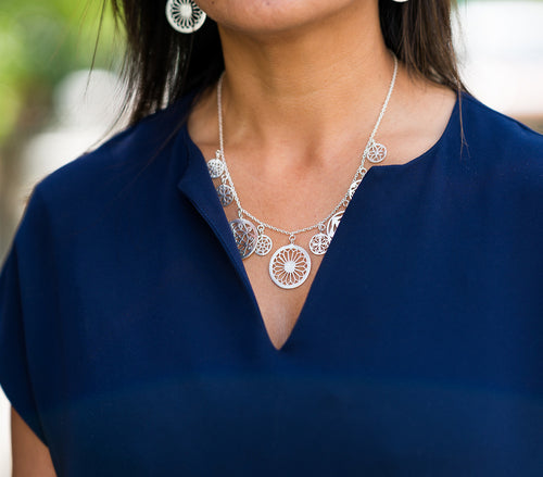 Brushed Nine Arabesque Cut Out Necklace