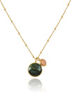 Bilbao Two Stone Necklace Labradorite and Peach Chalcedony