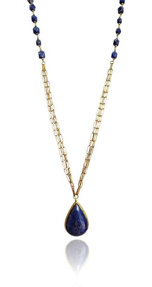 Milano Long Necklace with Teardrop Stone