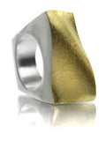 18K Gold Plated/Silver Bilbao Curved Square Ring