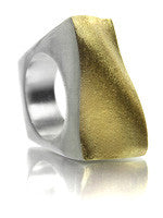 18K Gold Plated/Silver Bilbao Curved Square Ring