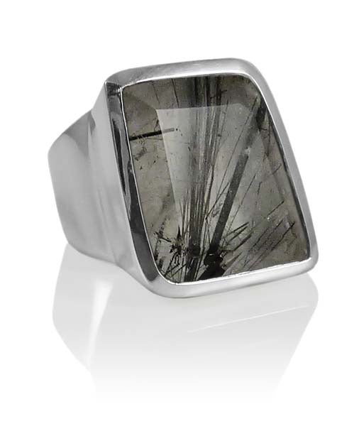 Iceland Limited Edition Stone Ring Black Rutile Quartz Size 6