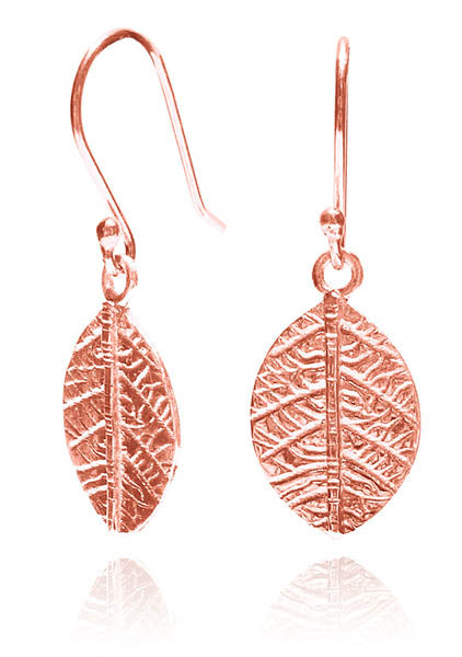 Rose Gold Plated Leaf Dangle Earrings