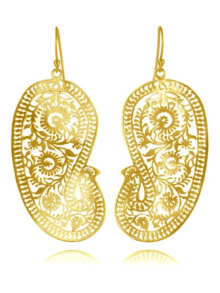 18K Gold Plated Matte Paisley Earrings (Large)