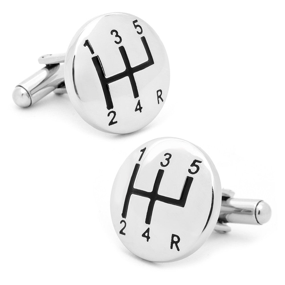 Silver Gear Shift Cufflinks main image 1