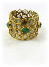 Carved Leaf River Ring Tourmaline Rough Diamond