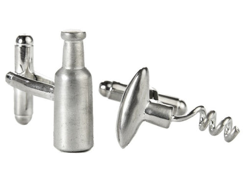 Wine Bottle & Cork Screw Cufflinks