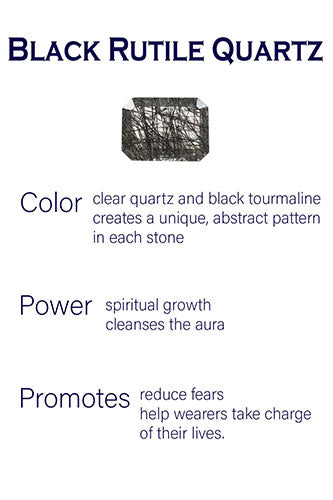 Milano Cantena Stone Ring - Black Rutile Quartz