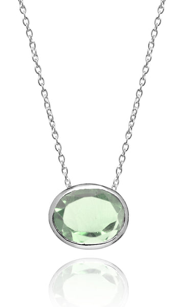 Floating Oval Pietra Necklace Green Amethyst
