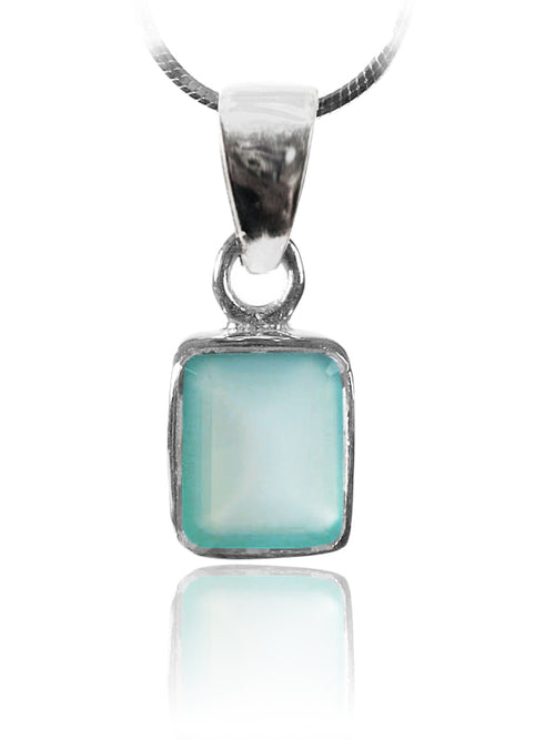 Small Rectangular Pendant - Aqua Chalcedony