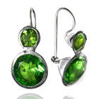 Large Jaipuri Two Stone Drop Earrings Green Glass