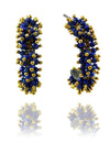 Gold Plated Coral Hoop Earrings Lapis Lazuli