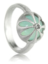 Arabesque Flower Cut Out Ring Aqua Chalcedony